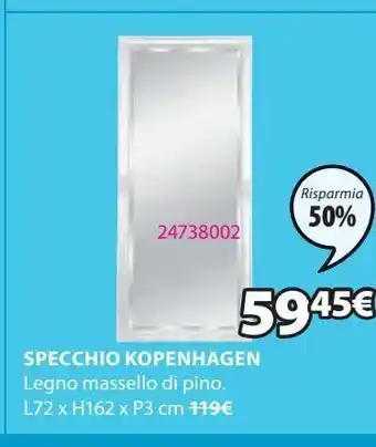 JYSK Specchio kopenhagen 72x162 bianco offerta