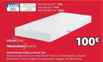 JYSK Materasso 80x190 basic s30 dreamzone offerta