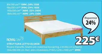 JYSK Struttura letto olsker 160x200 rovere offerta