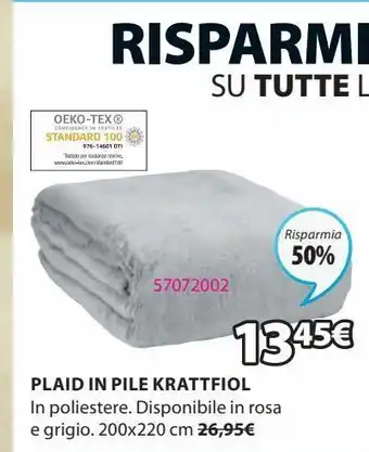 Coperta krattfiol pile 200x220 grigio