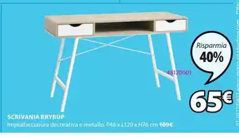 JYSK Scrivania bryrup 48x120 rovere/bianco offerta
