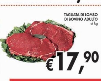 Tagliata di lombo di bovino adulto