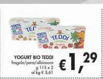 Yogurt bio teddi fragola/pera/albicocca g 115 x2