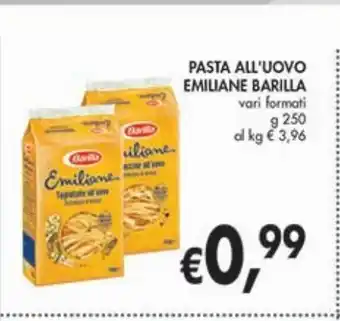 Pasta all'uovo emiliane barilla g 250 vri formati