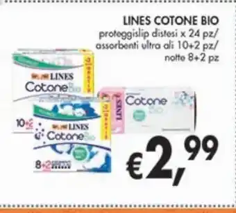 Proteggi-slip distesi, assorbenti ultra, notte lines cotone bio