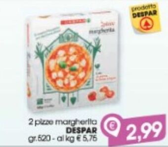 Despar 2 pizze margherita despar offerta
