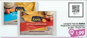 Lasagne fresche rana sfogilavelo o sfogliagrezzo
