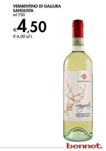 Bennet Vermentino di gallura sangusta ml 750 offerta
