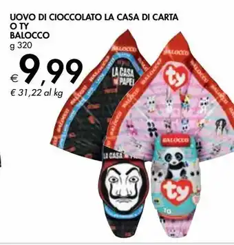 Bennet Uova di cioccolato la casa di carta o ty balocco g 320 offerta