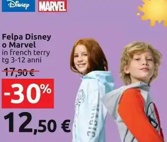 Carrefour Felpa Disney o Marvel offerta