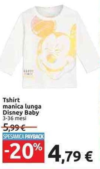 Carrefour Disney Baby Tshirt manica lunga 3-36 mesi offerta