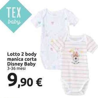 Carrefour Disney Baby Lotto 2 body manica corta 3-36 mesi offerta