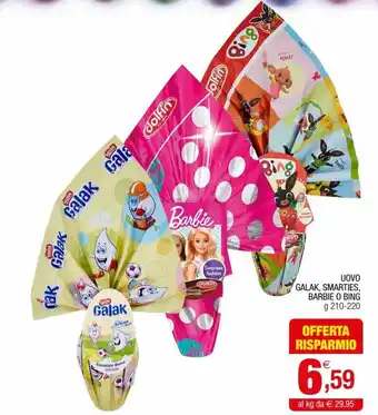 Barbie o Bing Uovo Galak, Smarties 210-220 g