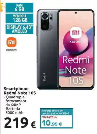 Carrefour Xiaomi Smartphone Redmi Note 10S offerta