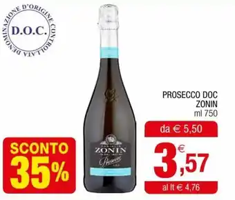 Gran mercato Zonin Prosecco DOC 750 ml offerta