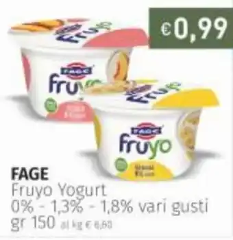 Prezzemolo e Vitale Fage Fruyo Yogurt 0% - 1,3% - 1,8% vari gusti 150 gr offerta