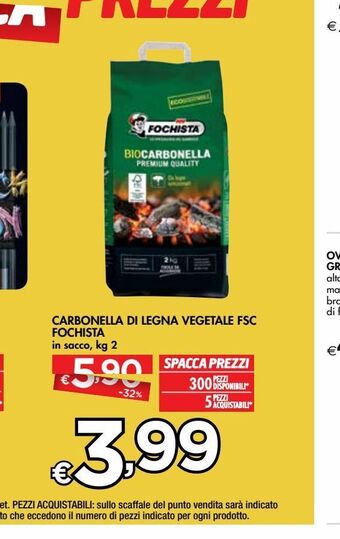 Bennet Carbonella di legna vegetale fsc fochista offerta