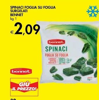Bennet Spinaci foglia su foglia surgelati bennet offerta