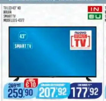 Eurospar Tv led 43'' hd bolva smart tv offerta
