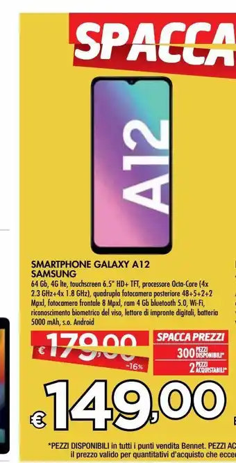 Bennet Smartphone galacy a12 samsung offerta