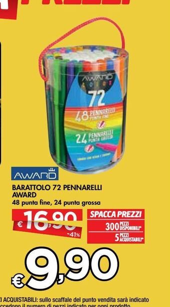 Bennet Barattolo 72 pennarelli award offerta