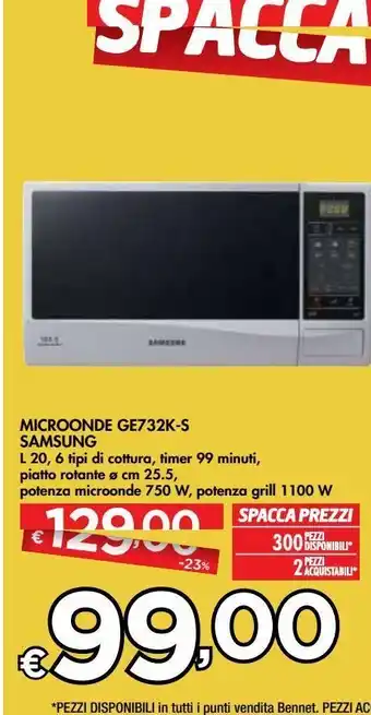 Forno a microonde ge732k-s samsung