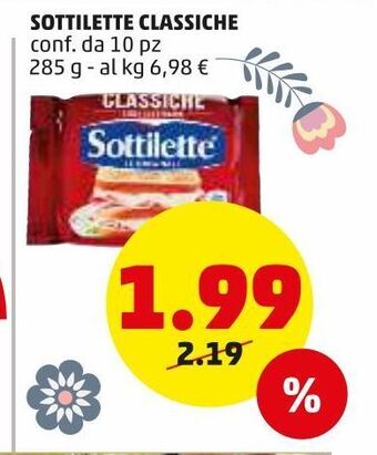 PENNY Sottilette classiche 10 pz 285 g offerta