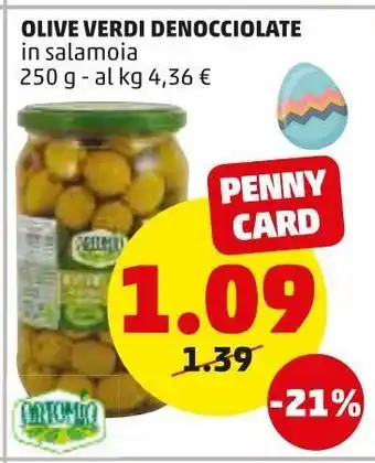 PENNY Olive verdi denoccioalte in salamoia 250 g offerta