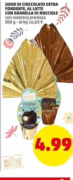PENNY Uova di cioccolato extra fondente, al latte con granella di nocciole con sorpresa preziosa 300 g offerta