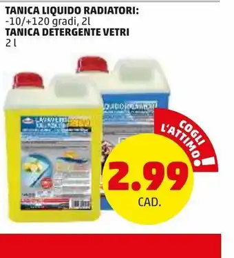 PENNY Tanica liquido radiatori -10°/120° 2 l / tanica detergente vetri 2 l offerta