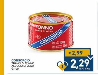 SeBón Supermercati Consorcio tranci di tonno all''olio di oliva g 100 offerta