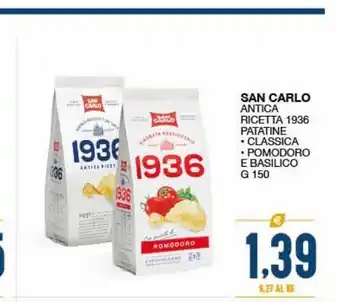 SeBón Supermercati San carlo antica ricetta 1936 patatine classica pomodoro e basilico g 150 offerta
