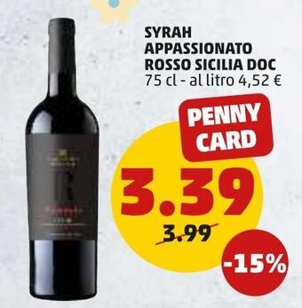 PENNY Syrah appassionato rosso sicilia doc offerta