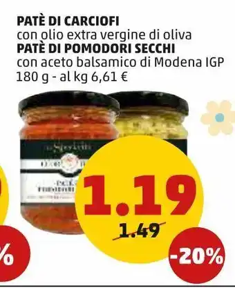 PENNY Patè di carciofi, patè di pomdori secchi offerta