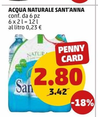 PENNY Acqua naturale sant'anna offerta