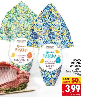 Tigros Uovo Delicia Witor's Latte- Extra Fondente 700g offerta