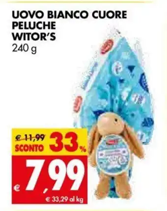 Tigros Uovo Bianco Cuore Peluche Witor's 240g offerta