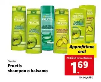 Lidl Garnier Fructis shampoo o balsamo 200/250 ml offerta