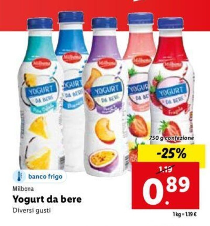 Milbona Yogurt da bere 750 g offerta di Lidl