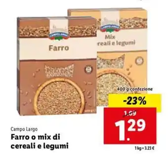 Lidl Campo Largo Farro o mix di cereali e legumi 400 g offerta