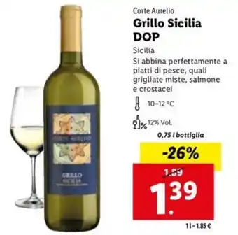 Lidl Corte Aurelio Grillo Sicilia DOP 0,75 l offerta