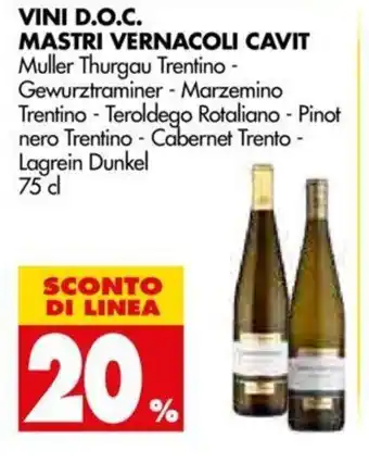 Tigros Vini D.O.C Mastri Vernacoli Cavit 75cl offerta