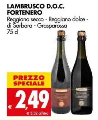 Tigros Lambrusco D.O.C Fortenero 75cl offerta
