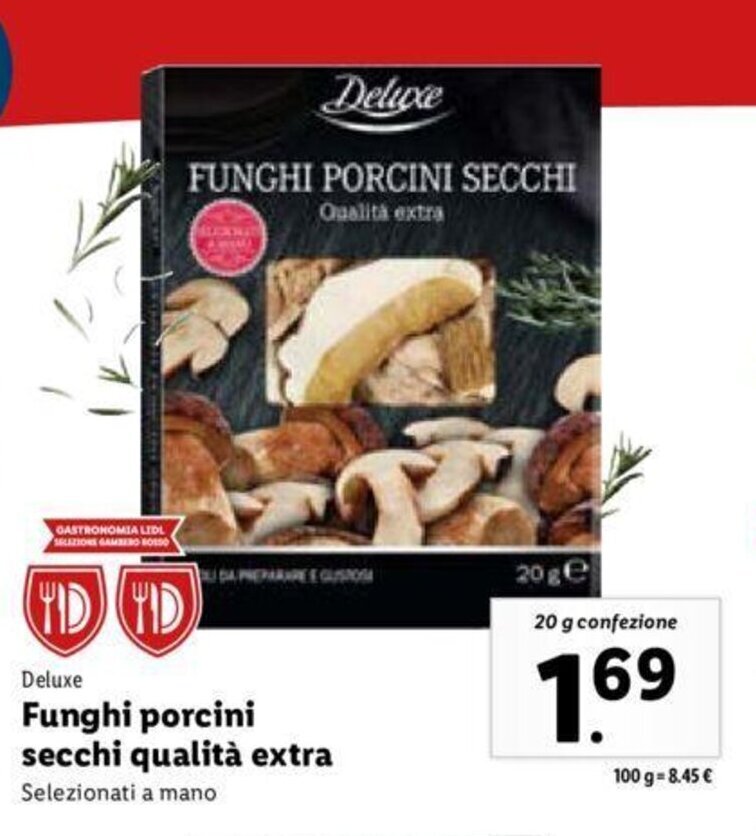 Deluxe Funghi porcini secchi qualità extra 20 g offerta di Lidl