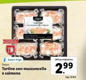 Lidl Deluxe Tartine con mazzancolle e salmone 240 g offerta