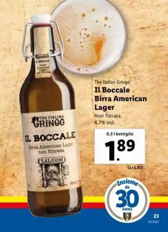 Lidl The Italian Gringo Il Boccale Birra American Lager 0,5 l offerta