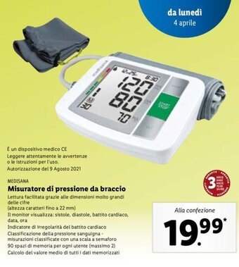 Lidl Medisana Misuratore di pressione da braccio offerta