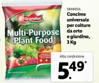 Lidl Grandiol Concime universale per colture da orto e giardino, 3 kg offerta