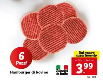 Lidl Hamburger Di Bovina 6x80g offerta