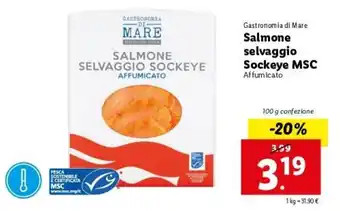 Lidl Salmone Selvaggio Sockeye MSC 100g offerta